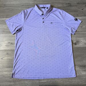 Travis Mathew Men's Purple Geometric Performance Polo‎ Golf Shirt - Size XXL